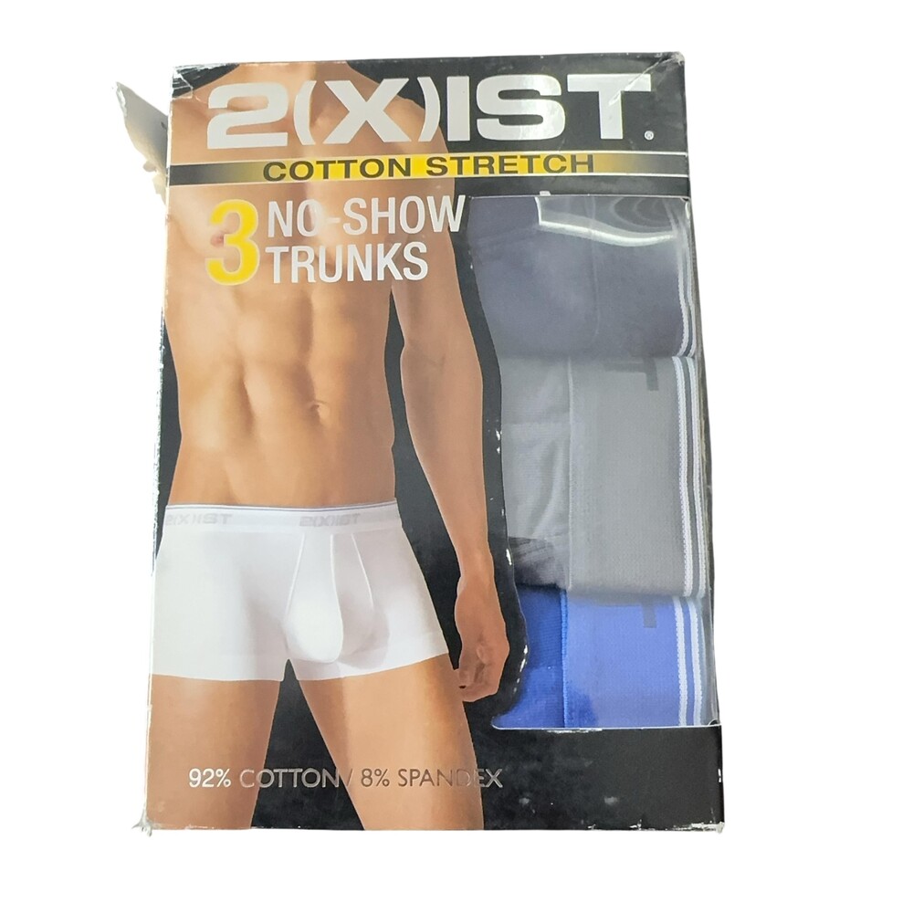 2(X)IST Cotton Stretch No-Show Trunk Boxer Briefs Mens XL Multicolor 3 Pack